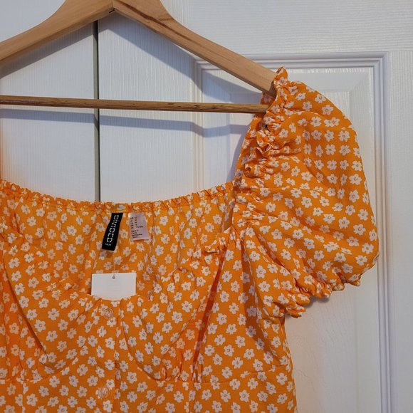 🍂 NWT H&M Orange Floral Mini Dress - Picture 2 of 6
